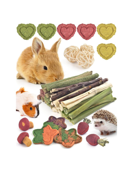 Juguetes para Masticar ERKOON 53 Piezas para Conejos y Hámsters