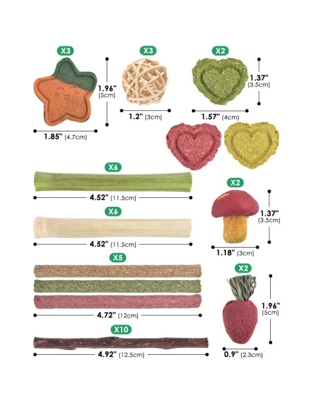 Juguetes para Masticar ERKOON 53 Piezas para Conejos y Hámsters