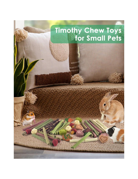 Juguetes para Masticar ERKOON 53 Piezas para Conejos y Hámsters