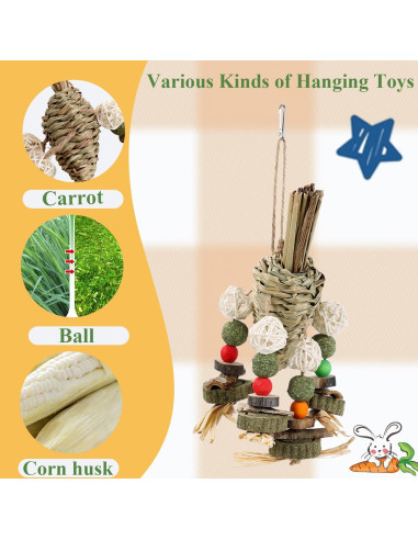 Juguete de Masticar para Conejos Mechpia - Natural y Colgante