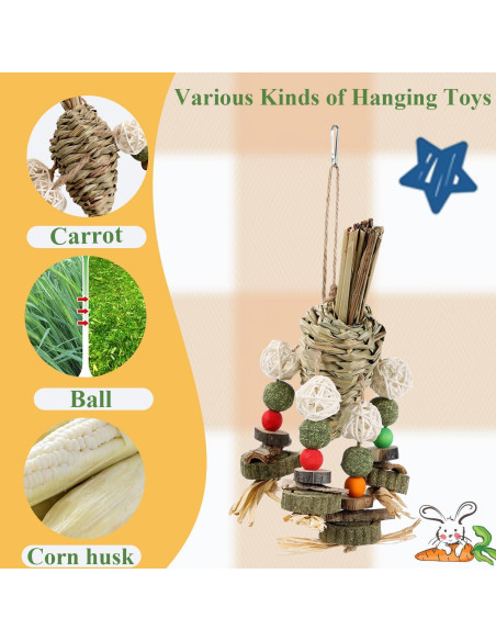 Juguete de Masticar para Conejos Mechpia - Natural y Colgante