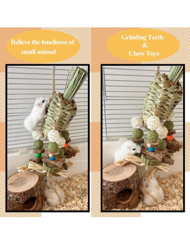 Juguete de Masticar para Conejos Mechpia - Natural y Colgante