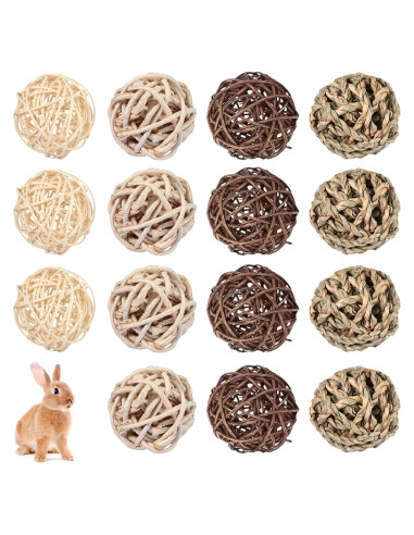 Bolas de Masticar para Conejos Skylety - 15 Piezas de Hierba