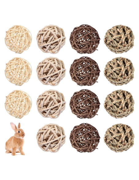 Bolas de Masticar para Conejos Skylety - 15 Piezas de Hierba