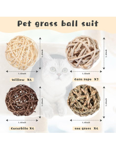 Bolas de Masticar para Conejos Skylety - 15 Piezas de Hierba 2