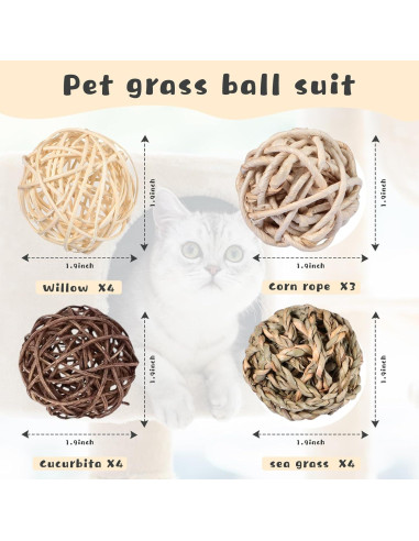 Bolas de Masticar para Conejos Skylety - 15 Piezas de Hierba