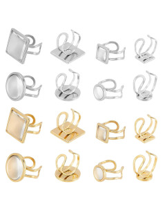 DICOSMETIC 8 Anillos en Blanco Ajustables Acero Inoxidable 10-18mm