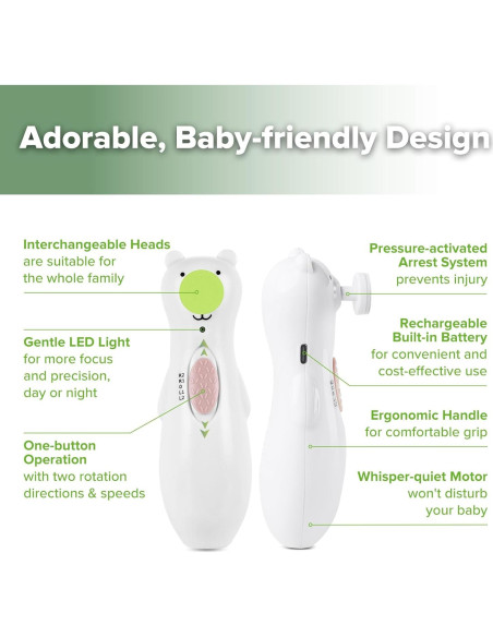 Lima de Uñas Eléctrica Recargable Haakaa para Bebés y Adultos