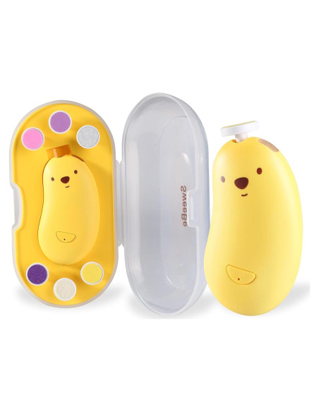 Lima de Uñas Eléctrica Sweebe Amarilla, Recargable, 6 Almohadillas