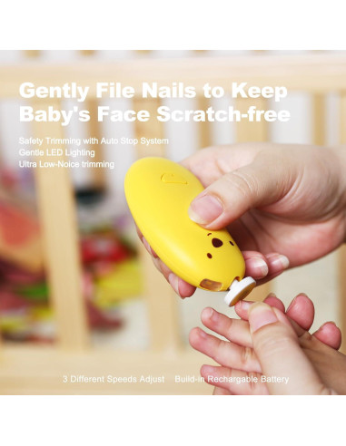 Lima de Uñas Eléctrica Sweebe Amarilla, Recargable, 6 Almohadillas