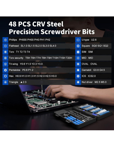 Juego de Destornilladores de Precisión 64 en 1 STREBITO