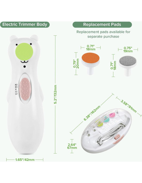Lima de Uñas Eléctrica Recargable Haakaa para Bebés y Adultos