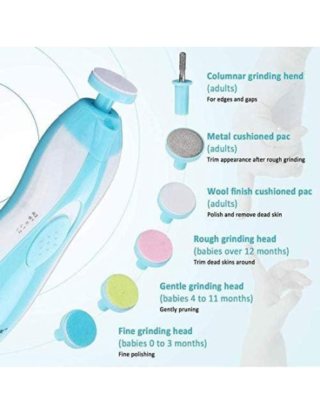 Lima de Uñas Eléctrica para Bebés Qunlions 8 en 1 Segura