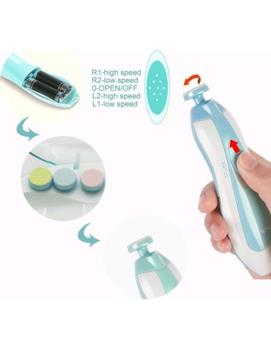 Lima de Uñas Eléctrica para Bebés Qunlions 8 en 1 Segura