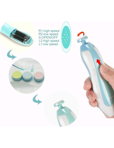 Lima de Uñas Eléctrica para Bebés Qunlions 8 en 1 Segura