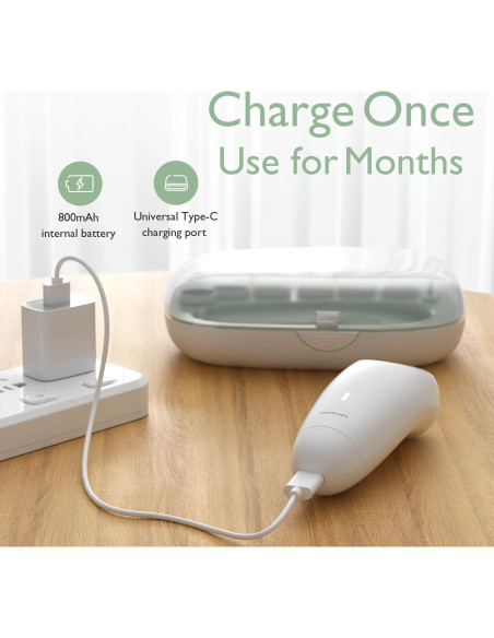 Lima de Uñas Eléctrica Momcozy para Bebés - Recargable, 7 Accesorios