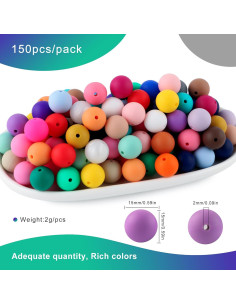 150 Perlas de Silicona Redondas 15mm HHCFAST Multicolor 2