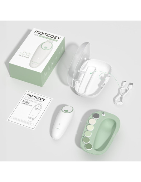 Lima de Uñas Eléctrica Momcozy para Bebés - Recargable, 7 Accesorios