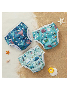 Pañales de Natación HappyFlute Reutilizables Azul Océano 0-3 Años