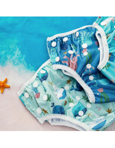 Pañales de Natación HappyFlute Reutilizables Azul Océano 0-3 Años 2