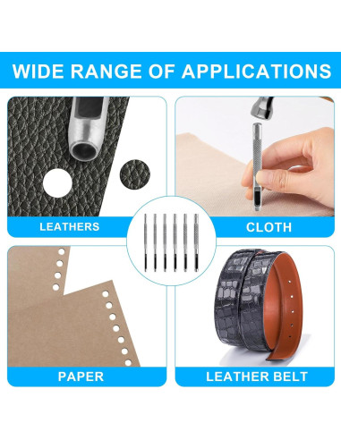 Juego de 9 Piezas de Perforación de Agujeros de Cuero HexinYigjly