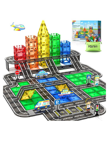 Juego de Pistas Magnéticas 104 PCS IGIVI para Niños 3+ Años
