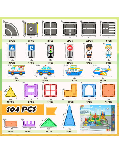 Juego de Pistas Magnéticas 104 PCS IGIVI para Niños 3+ Años