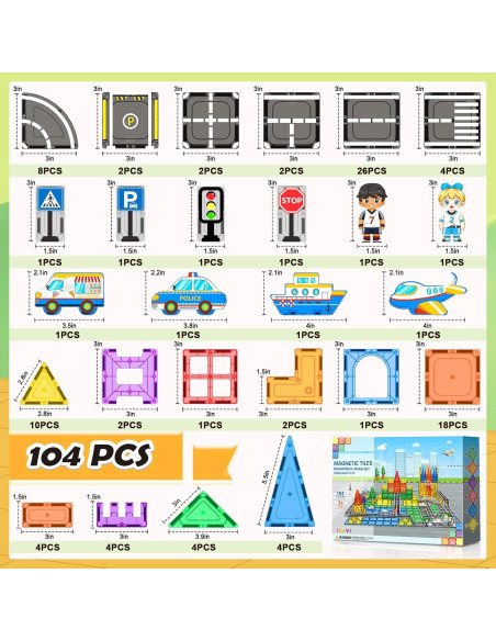 Juego de Pistas Magnéticas 104 PCS IGIVI para Niños 3+ Años