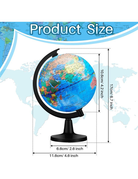 Globo Terráqueo 12 Pcs Meooeck 11.68 cm Educativo Decorativo