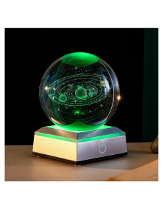 Bola de Cristal del Sistema Solar Erwei con Luz LED 10.5cm