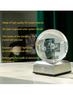 Bola de Cristal del Sistema Solar Erwei con Luz LED 10.5cm 2