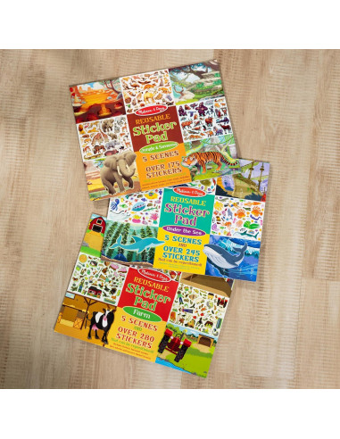 Almohadillas de Calcomanías Reutilizables Melissa & Doug - Selva, Granja y Mar