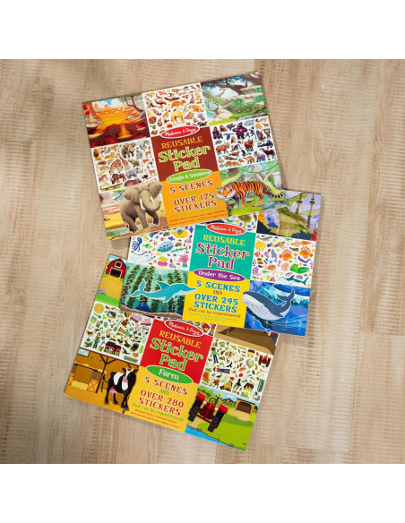 Almohadillas de Calcomanías Reutilizables Melissa & Doug - Selva, Granja y Mar