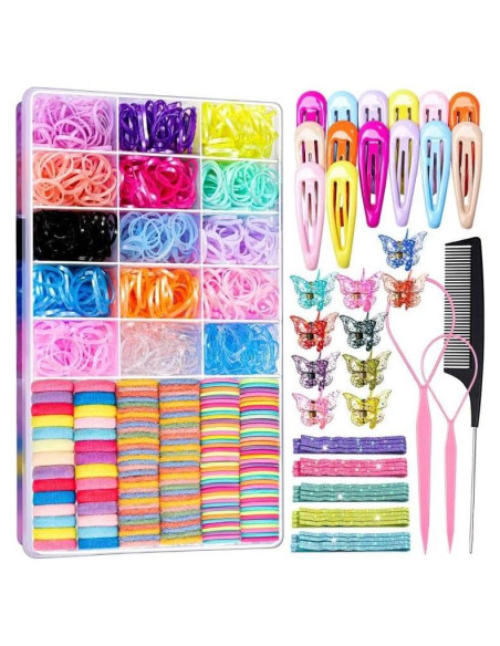 Juego de Accesorios para el Cabello Teenitor - 1250 Bandas y Pinzas