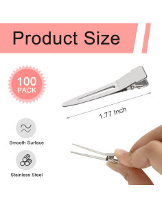 Paquete de 100 Clips de Pin Curl SBYURE 4.5 cm Metal Plateado 2