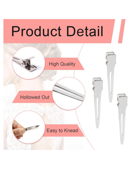 Paquete de 100 Clips de Pin Curl SBYURE 4.5 cm Metal Plateado