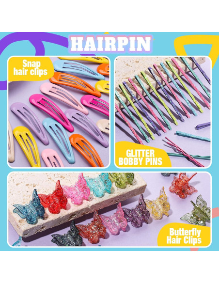 Juego de Accesorios para el Cabello Teenitor - 1250 Bandas y Pinzas