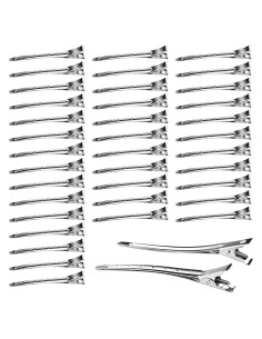 50 Clips de Pelo en Forma de Pato Neworkg Plateados 9 cm
