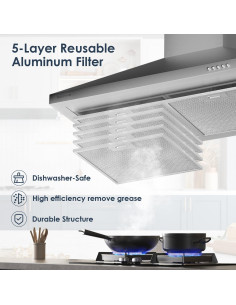 Campana Extractora de Pared Soonye 30" Acero Inoxidable 450 CFM 2