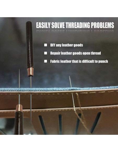 Conjunto de 2 Punzones de Cuero Triwenve con Mango de Madera