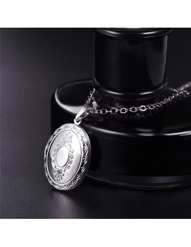 Collar Personalizado U7 con Locket Ovalado 50.8 cm Plata