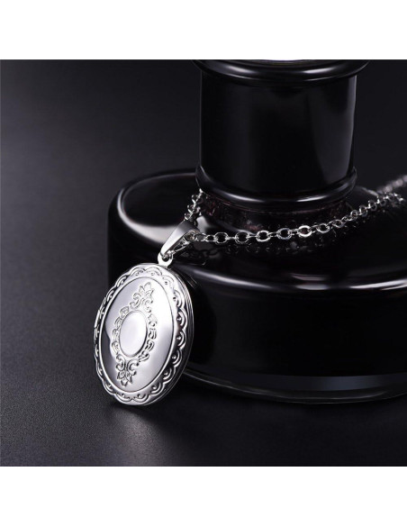 Collar Personalizado U7 con Locket Ovalado 50.8 cm Plata Collar Personalizado U7 con Locket Ovalado 50.8 cm Plata