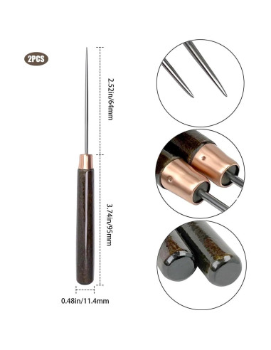 Conjunto de 2 Punzones de Cuero Triwenve con Mango de Madera