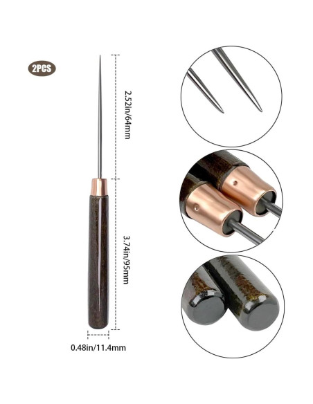 Conjunto de 2 Punzones de Cuero Triwenve con Mango de Madera