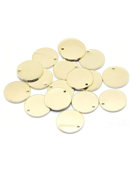 KISSITTY 50 Piezas Etiquetas de Metal Redondas 16mm Doradas