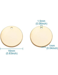 KISSITTY 50 Piezas Etiquetas de Metal Redondas 16mm Doradas 2