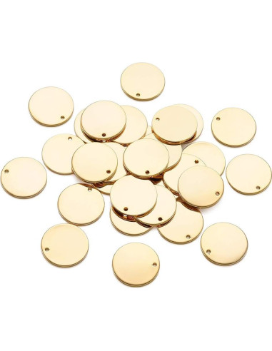 KISSITTY 50 Piezas Etiquetas de Metal Redondas 16mm Doradas