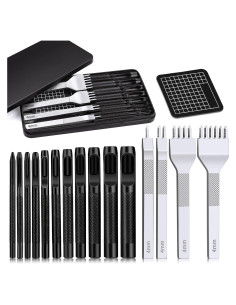 Punzonadora de Cuero MORFEN 17 Piezas 4mm para Costura