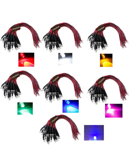 Kit 210 Pcs Diodos LED 3MM Pre Cableados 12V Ltvystore