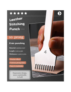 Punzonadora de Cuero FOUSNOW 4mm con 10 Puntas para DIY 2